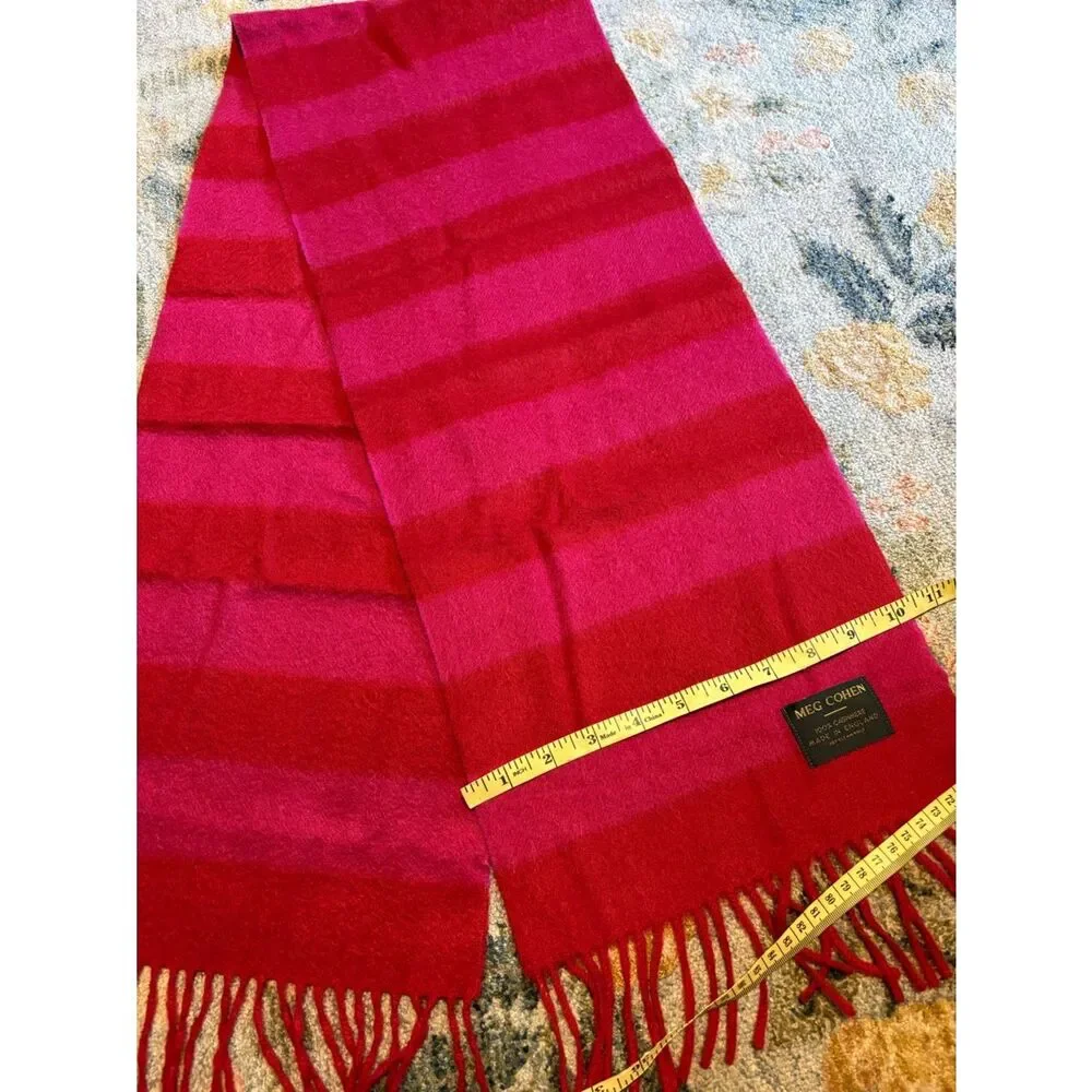 Meg Cohen Striped Cashmere Pink Scarf